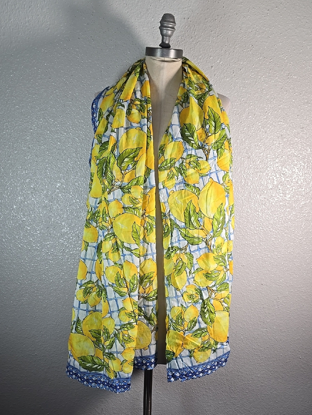 Calypso Bright Lemon Print Scarf - Yellow & Green - Picture 2 of 6